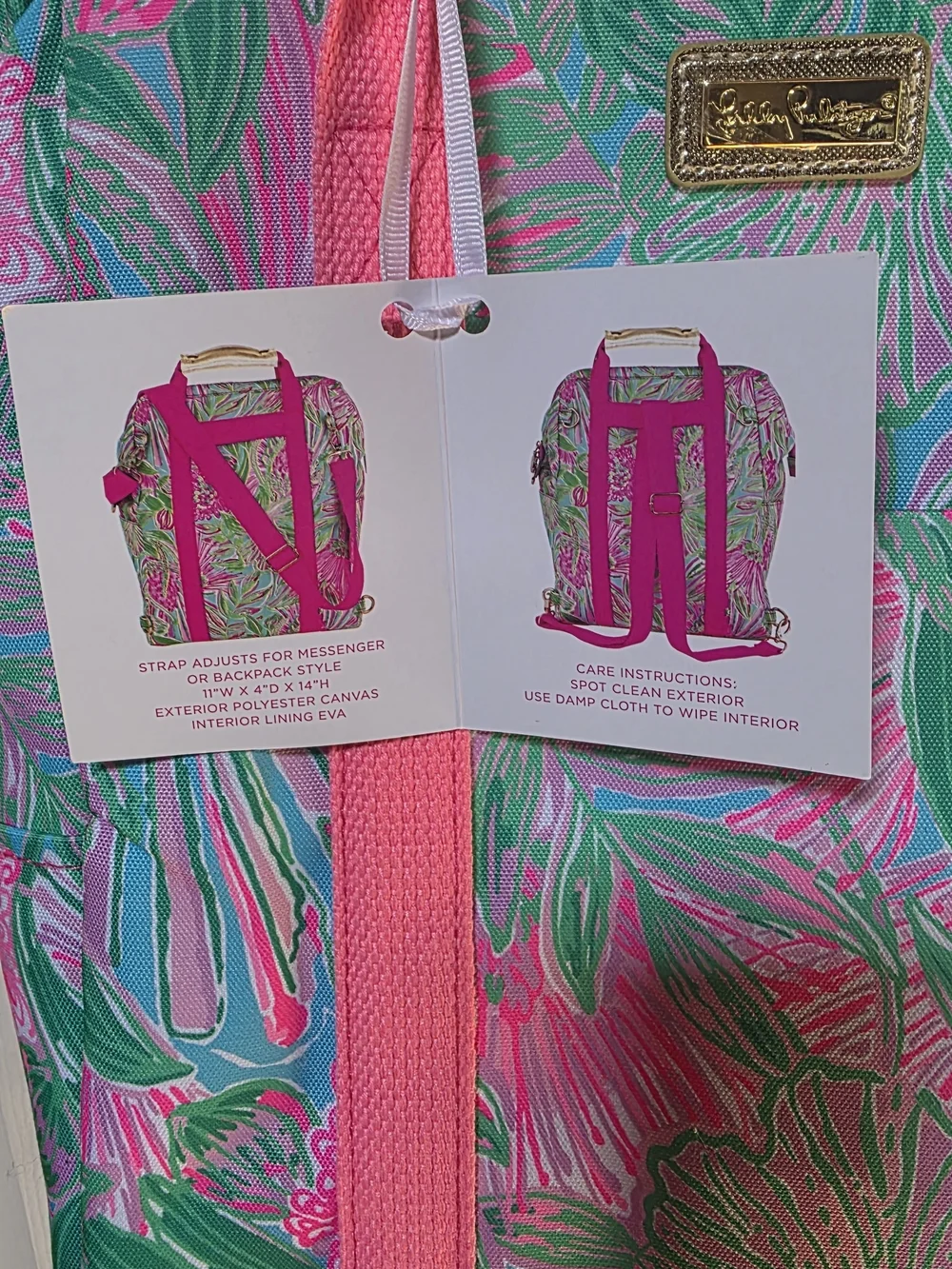 Lilly Pulitzer Pink & Green Tropical Backpack Cooler NWT